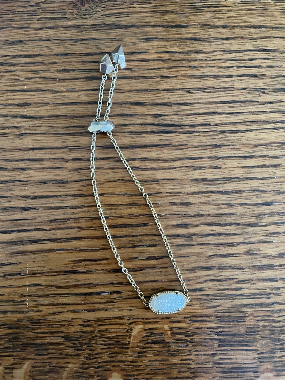 Kendra Scott Adjustable Gold Chain Bracelet with White Druzy Stone
